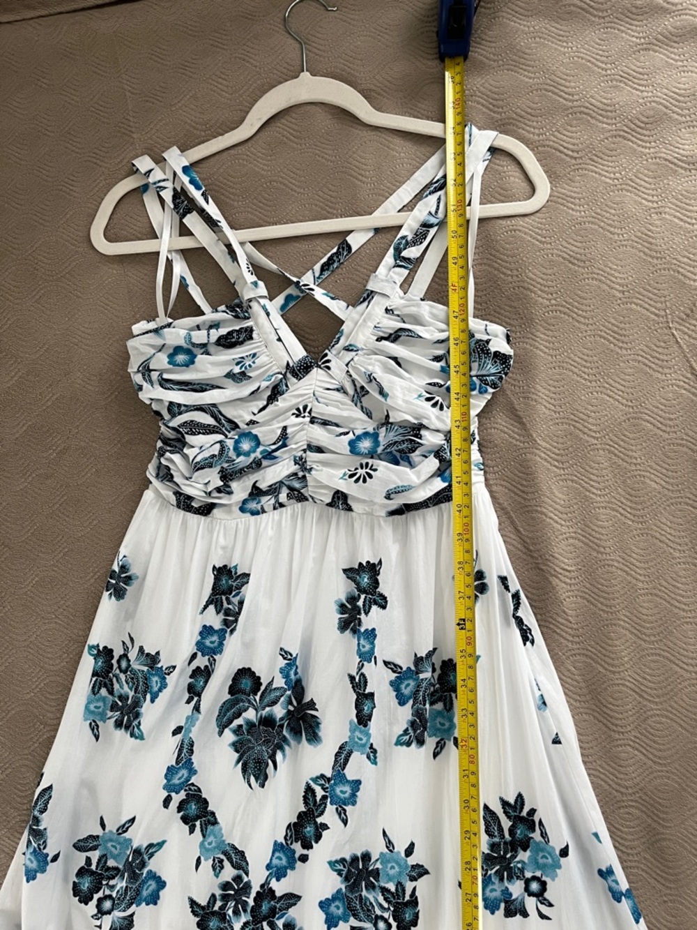 White House Black Market 🆕 White & Blue Floral Maxi Dress size 4 - Picture 8 of 13